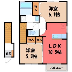 宇都宮駅 バス24分  西岡入口下車：停歩3分 2階の物件間取画像